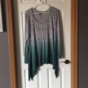 Ombré teal and grey light sweater